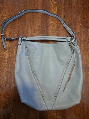 Rebecca Minkoff Large Pebble Gray Moto Shoulder Crossbody Hobo Bag